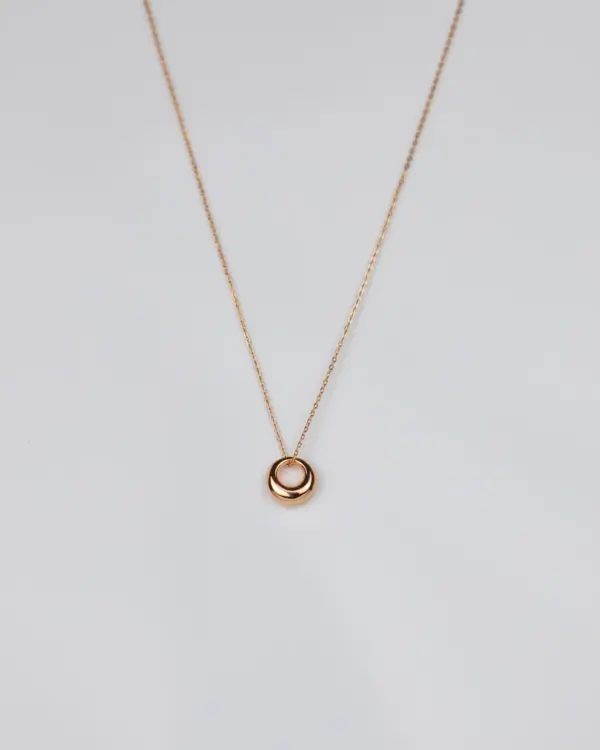 OLIVIA - Simple French vintage minimalist dainty abstract circle gold curve pendant rose gold dome necklace stack