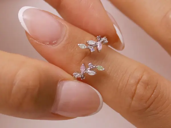 Pastel laurel ring peridot rose quartz leaves leaf adjustable vine ring 18k gold plated Rhodium plated 18k rose gold plated - Image 4